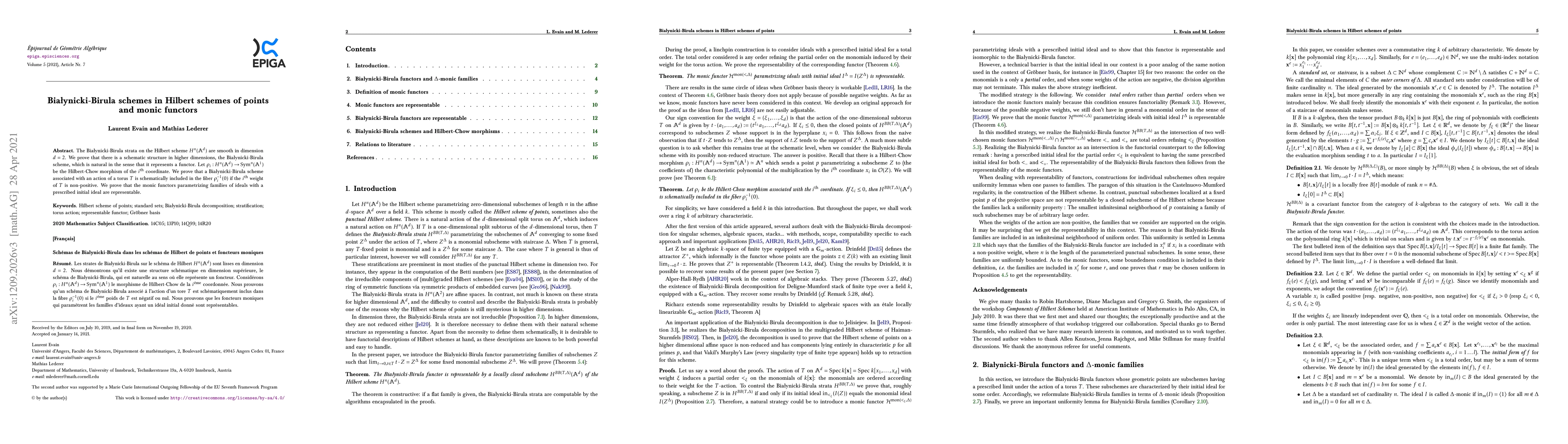 Thumbnail for Bialynicki-Birula schemes in higher dimensional Hilbert schemes of
  points and monic functors