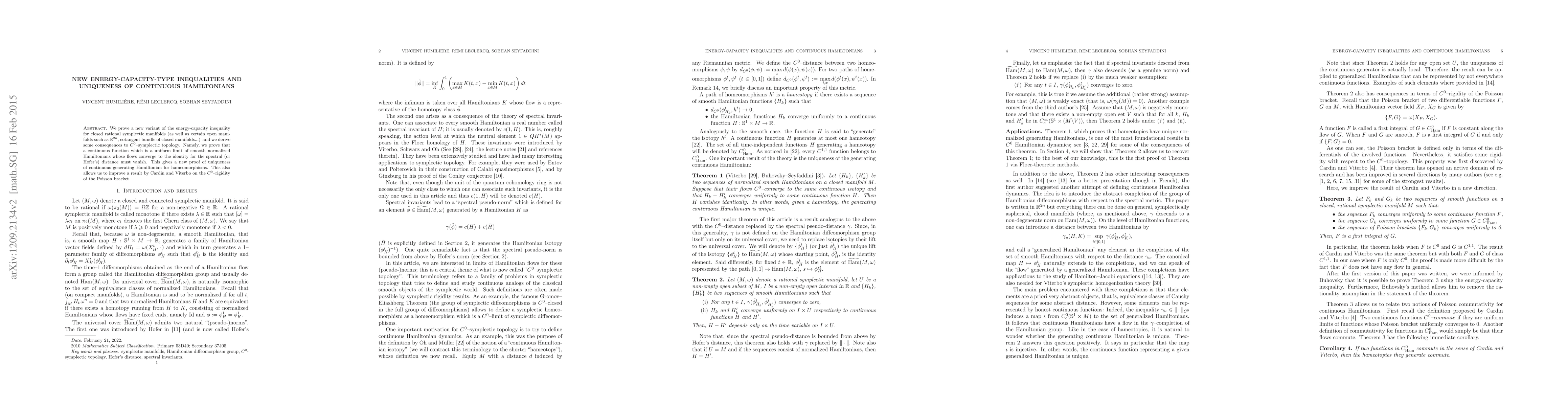Thumbnail for New energy-capacity-type inequalities and uniqueness of continuous
  Hamiltonians