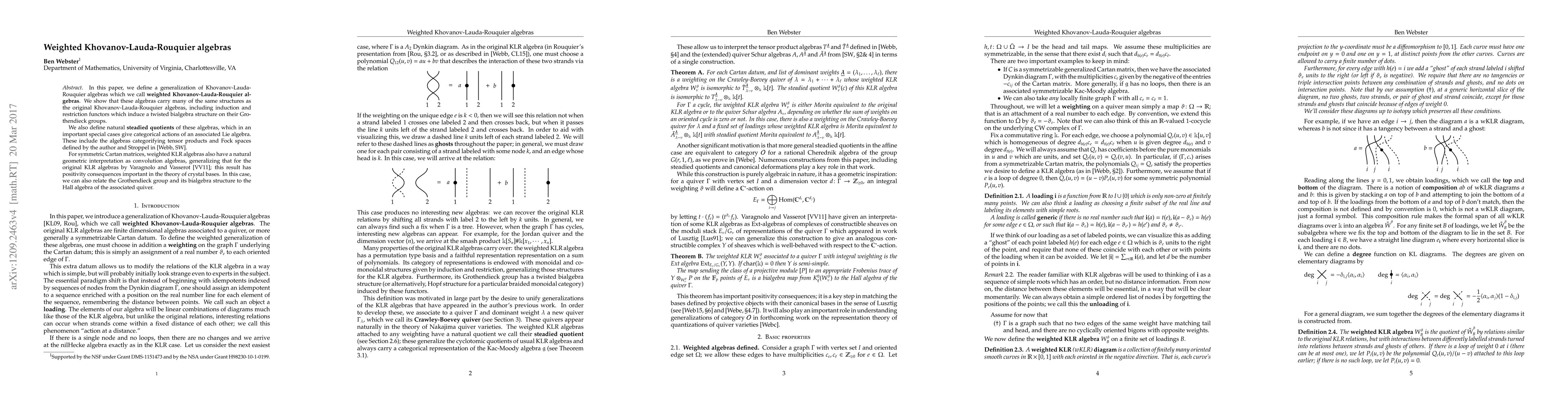 Thumbnail for Weighted Khovanov-Lauda-Rouquier algebras