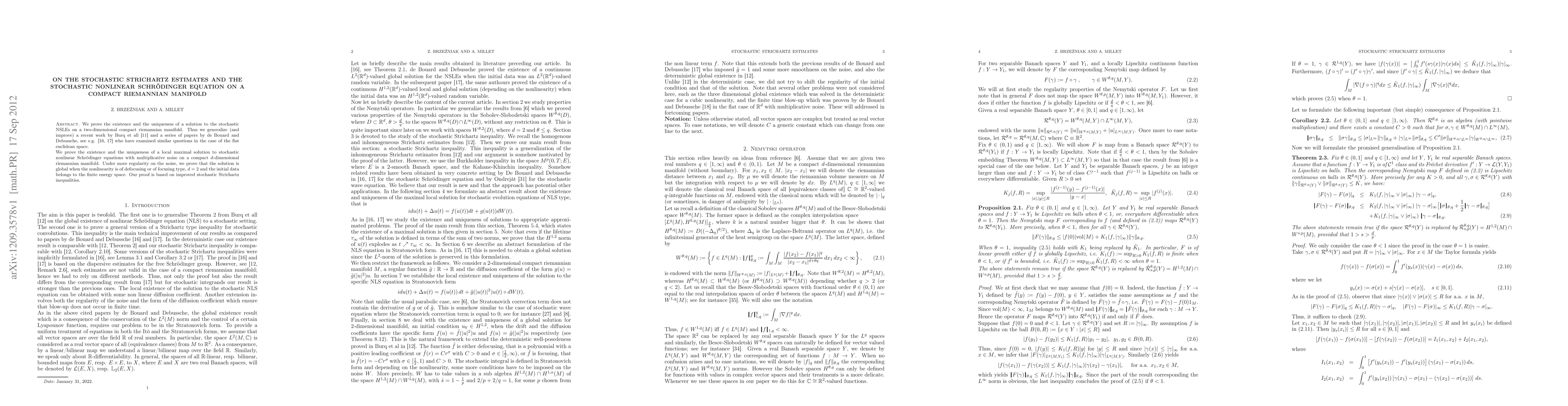 Thumbnail for On the stochastic Strichartz estimates and the stochastic nonlinear
  Schr\"odinger equation on a compact riemannian manifold