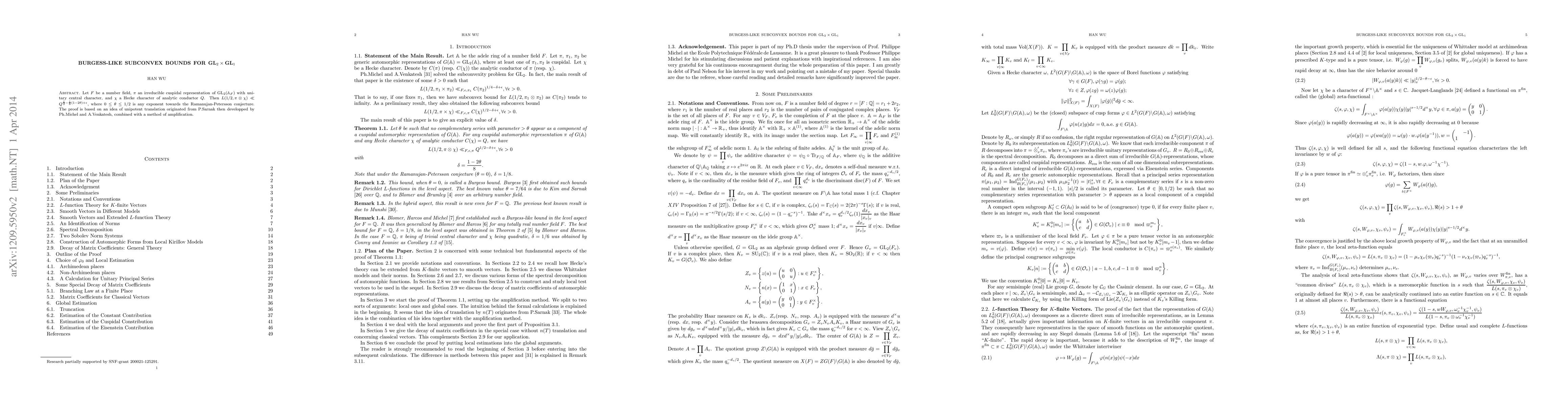 Thumbnail for Burgess-like subconvex bounds for $GL_2 \times GL_1$
