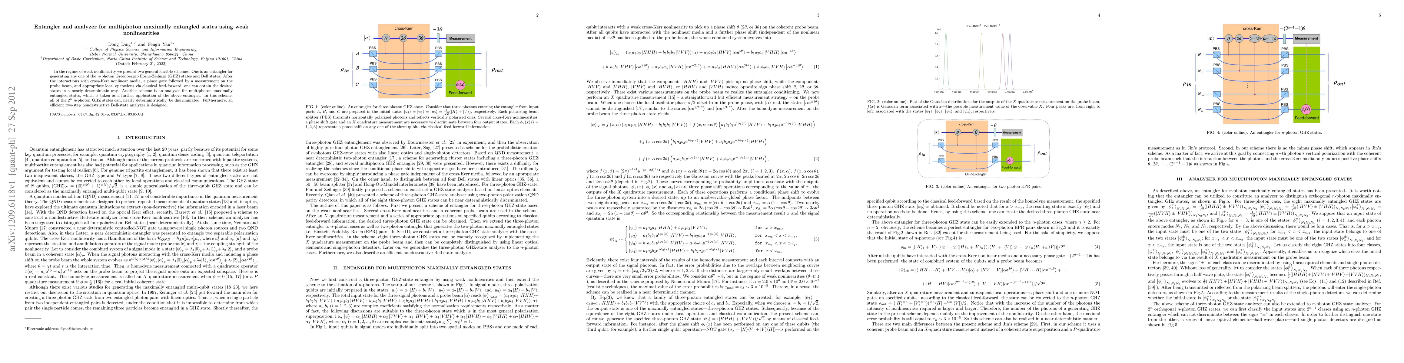 Thumbnail for Entangler and analyzer for multiphoton maximally entangled states using
  weak nonlinearities
