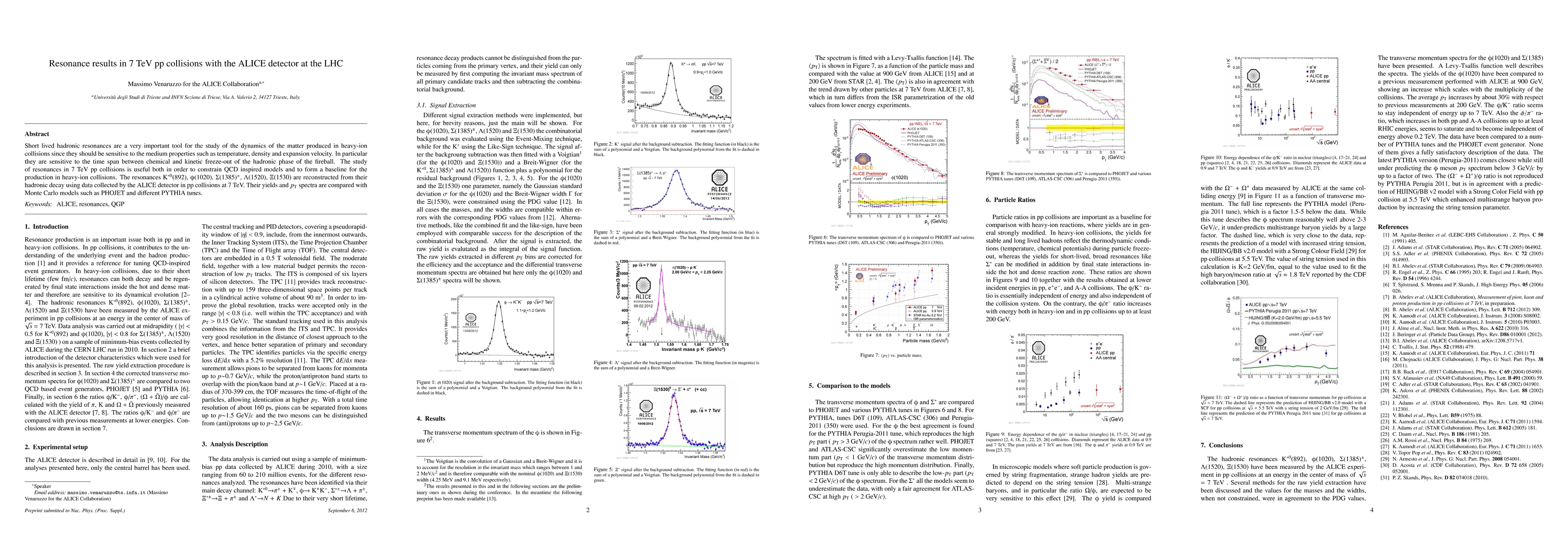 Thumbnail for Resonance results in 7 TeV pp collisions with the ALICE detector at the
  LHC