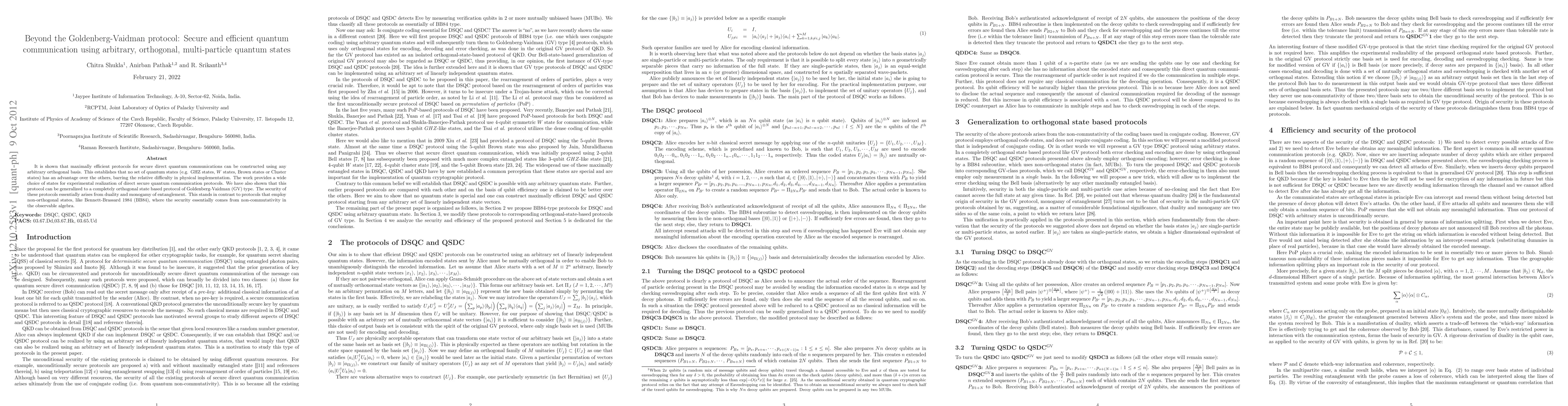 Thumbnail for Beyond the Goldenberg-Vaidman protocol: Secure and efficient quantum
  communication using arbitrary, orthogonal, multi-particle quantum states