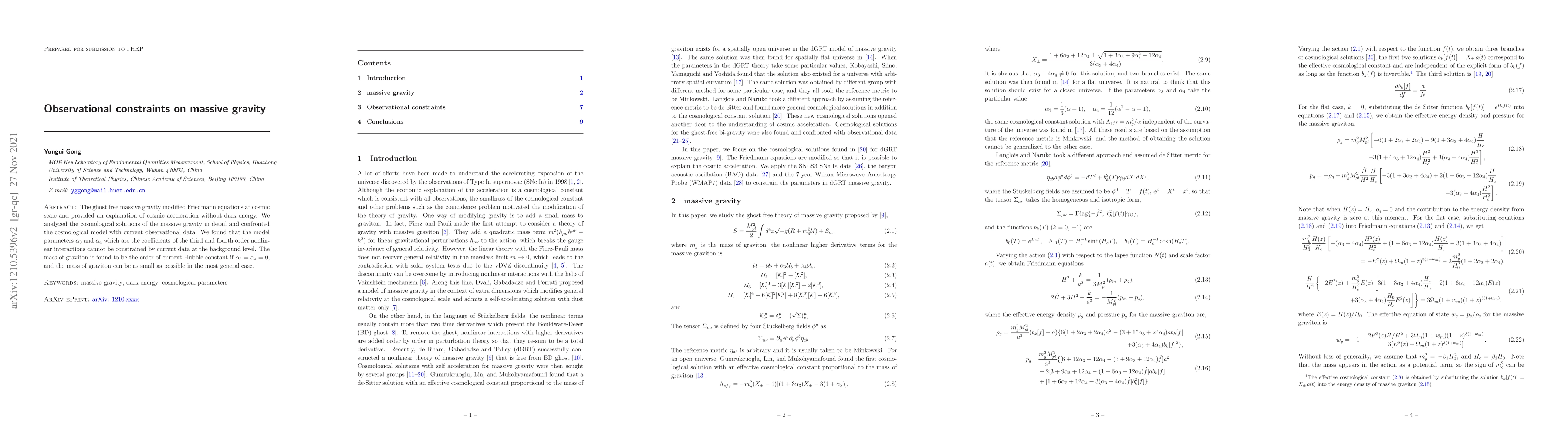 Thumbnail for Observational constraints on massive gravity
