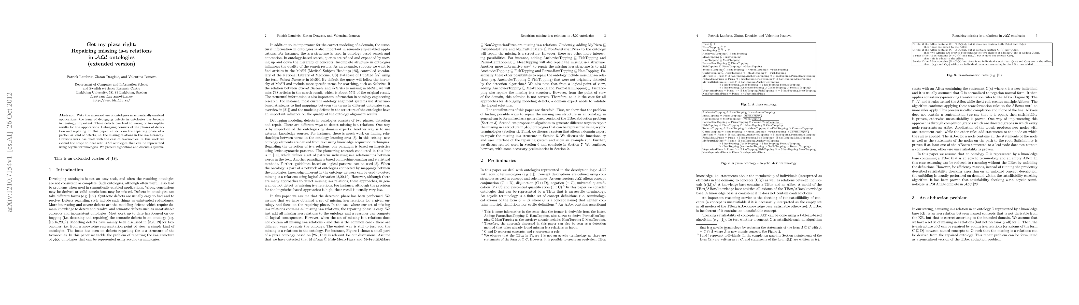 Thumbnail for Get my pizza right: Repairing missing is-a relations in ALC ontologies
  (extended version)