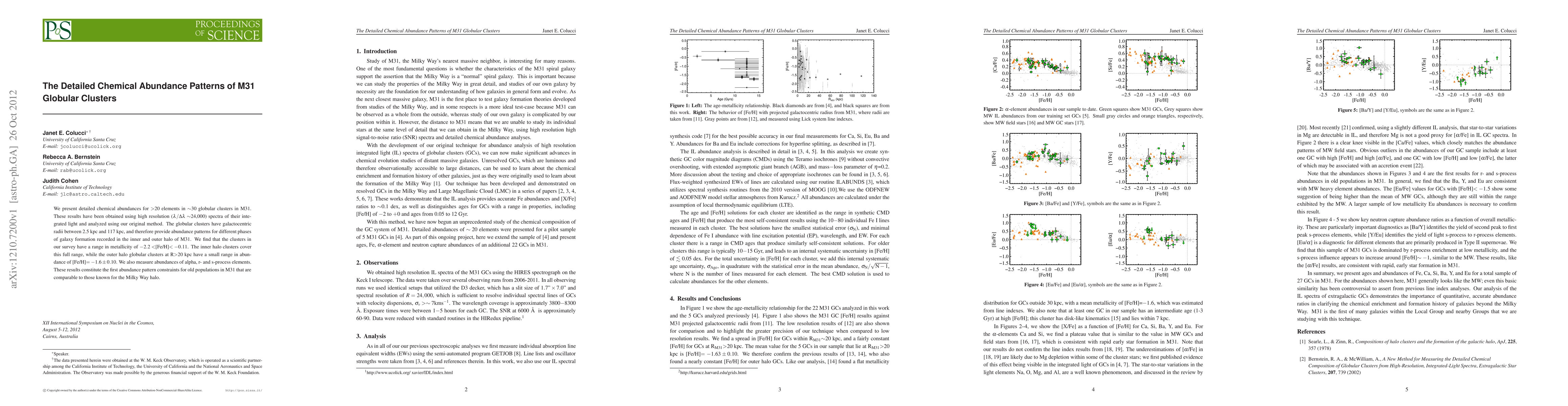 Thumbnail for The Detailed Chemical Abundance Patterns of M31 Globular Clusters