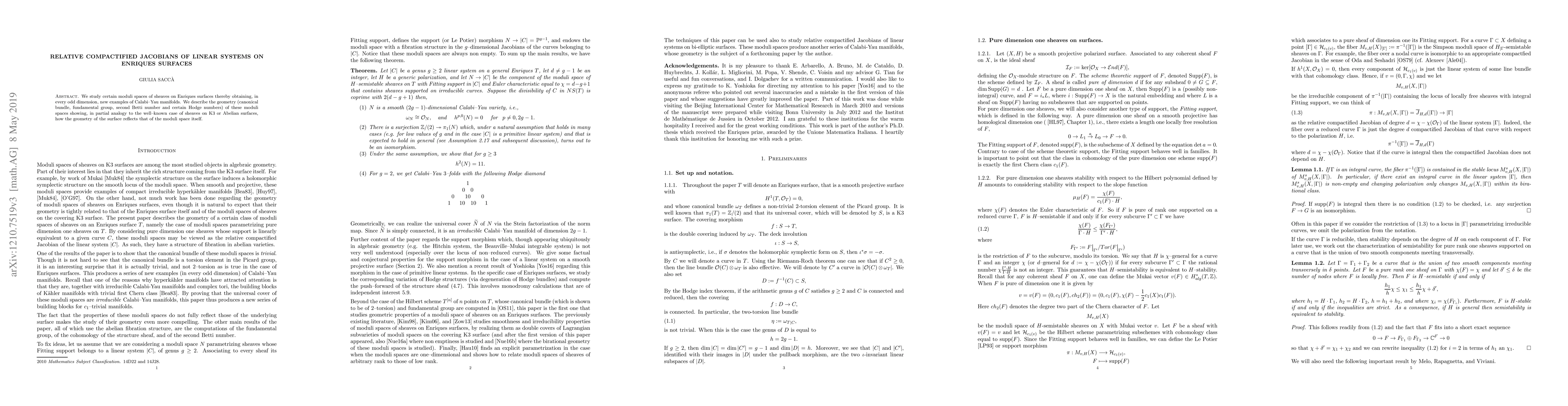 Thumbnail for Relative compactified Jacobians of linear systems on Enriques surfaces