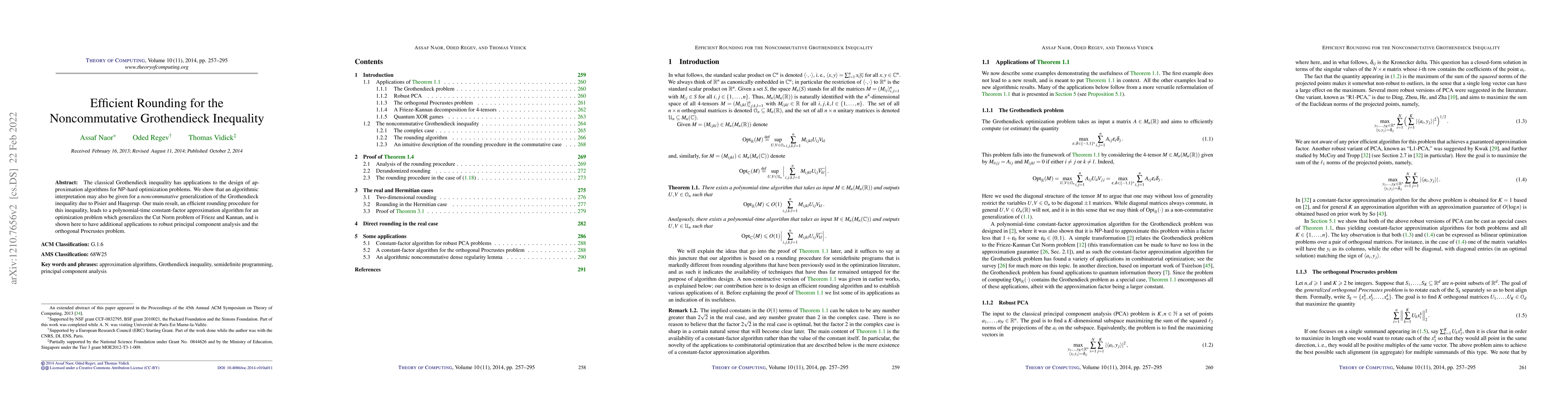 Thumbnail for Efficient Rounding for the Noncommutative Grothendieck Inequality