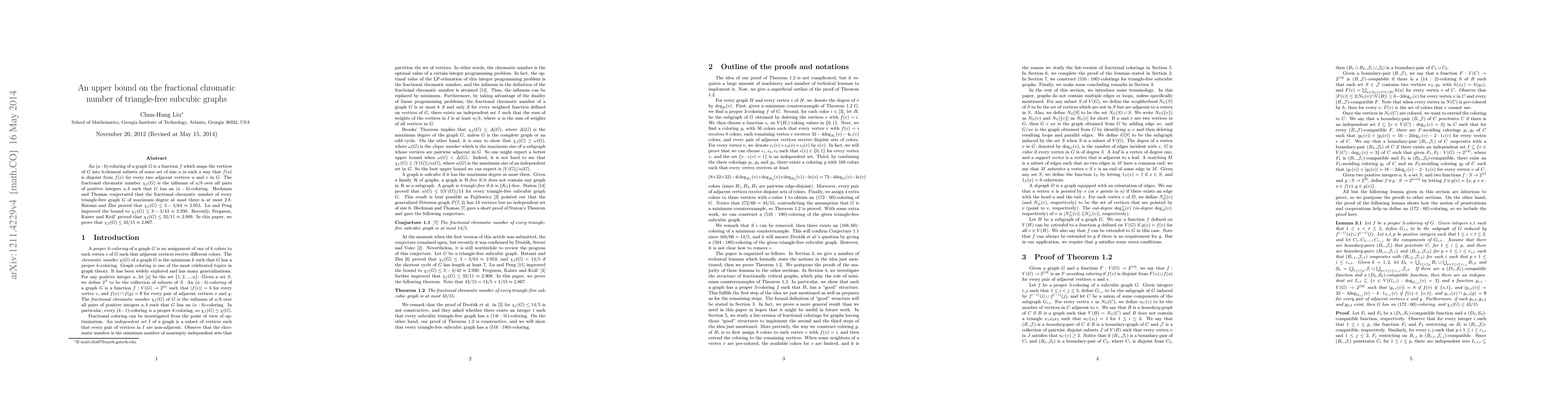 Thumbnail for An upper bound on the fractional chromatic number of triangle-free
  subcubic graphs