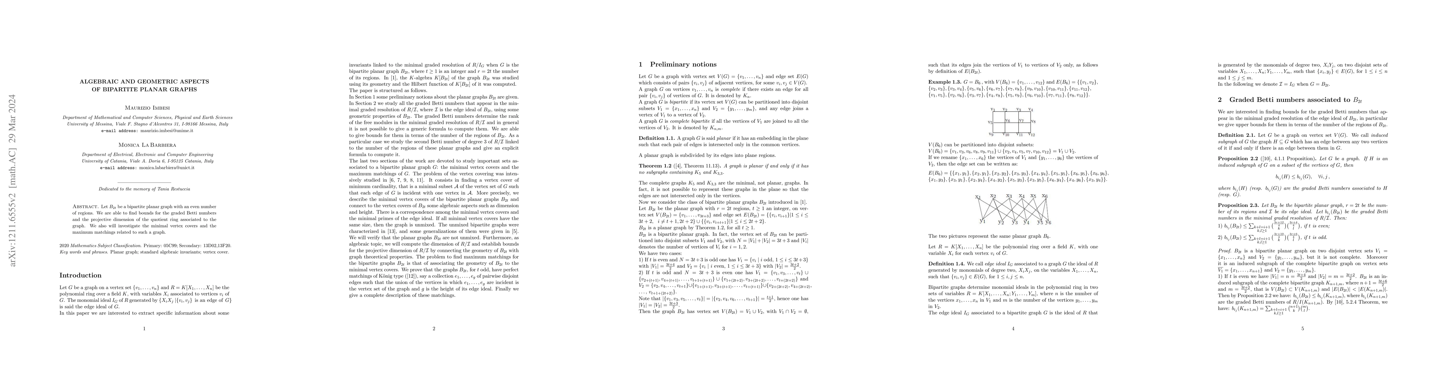 Thumbnail for Algebraic and geometric aspects of bipartite planar graphs