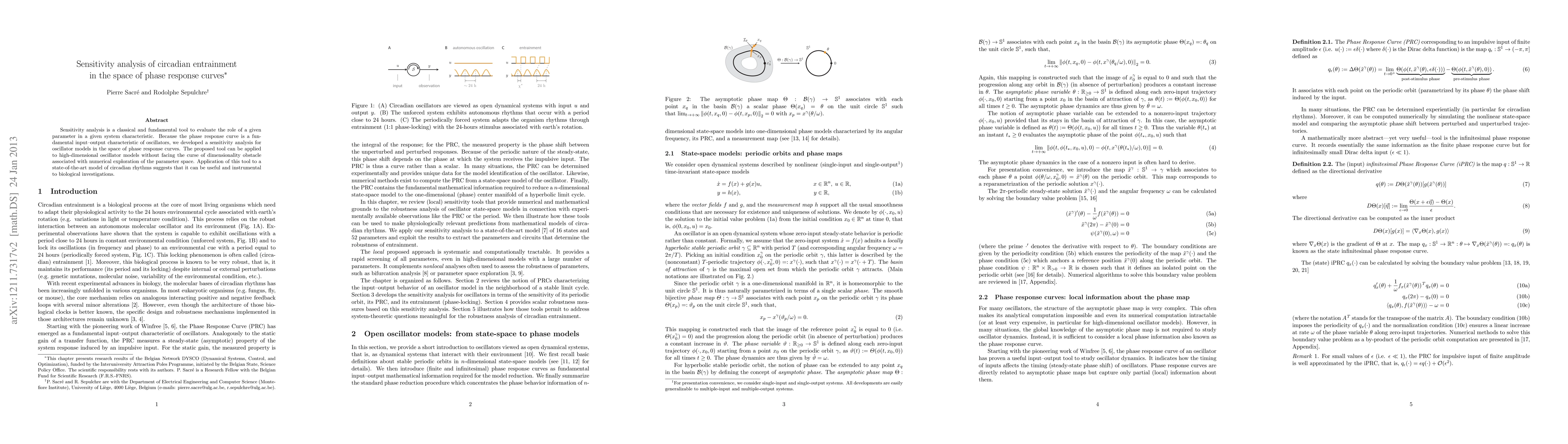 Thumbnail for Sensitivity analysis of circadian entrainment in the space of phase
  response curves