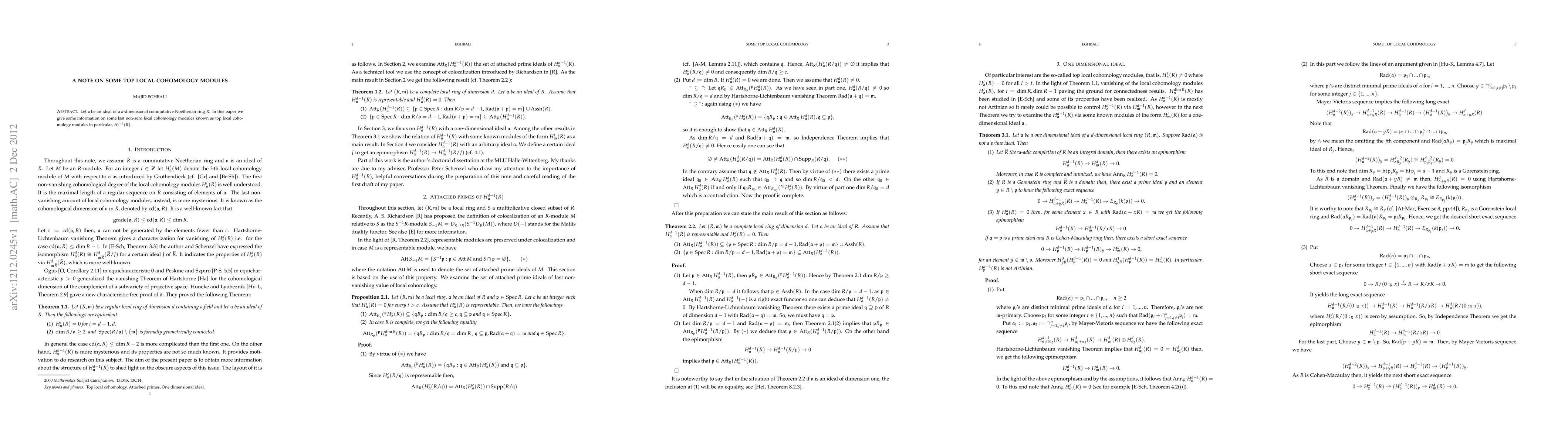 Thumbnail for A note on some top local cohomology modules