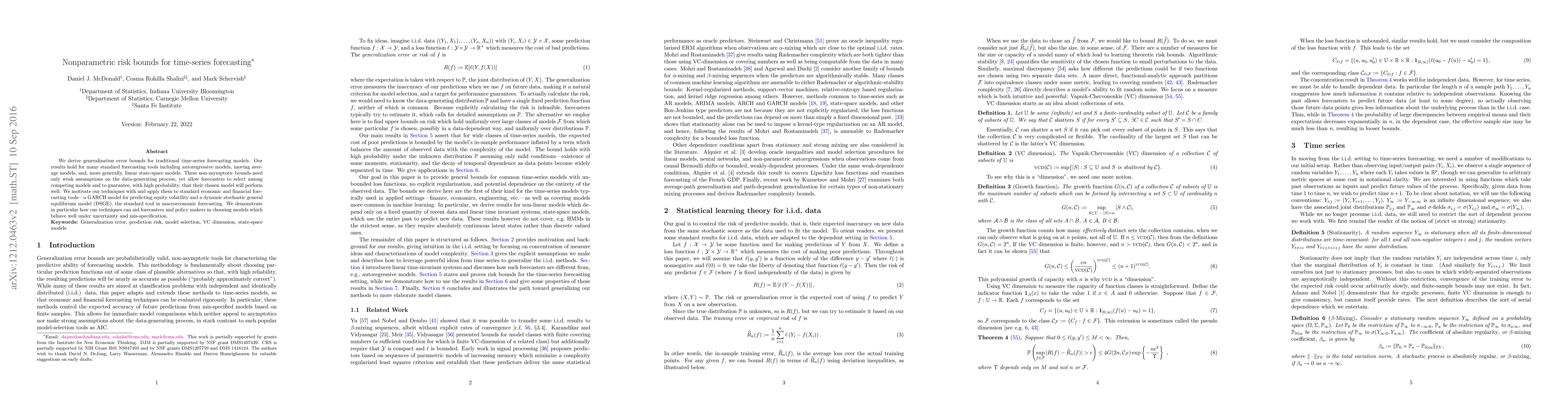 Thumbnail for Nonparametric risk bounds for time-series forecasting