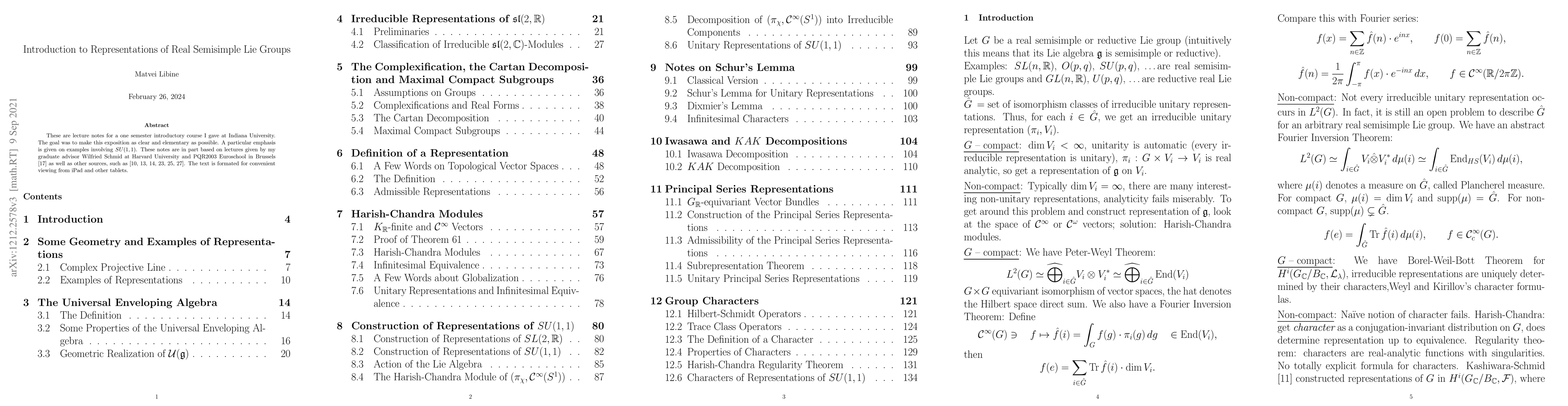 Thumbnail for Introduction to Representations of Real Semisimple Lie Groups