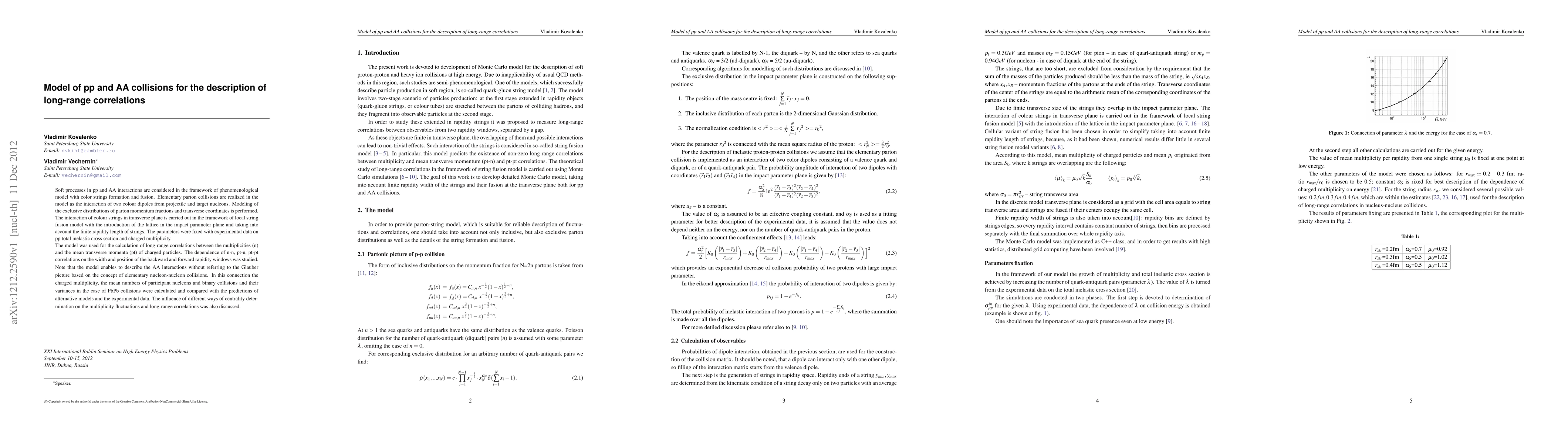 Thumbnail for Model of pp and AA collisions for the description of long-range
  correlations