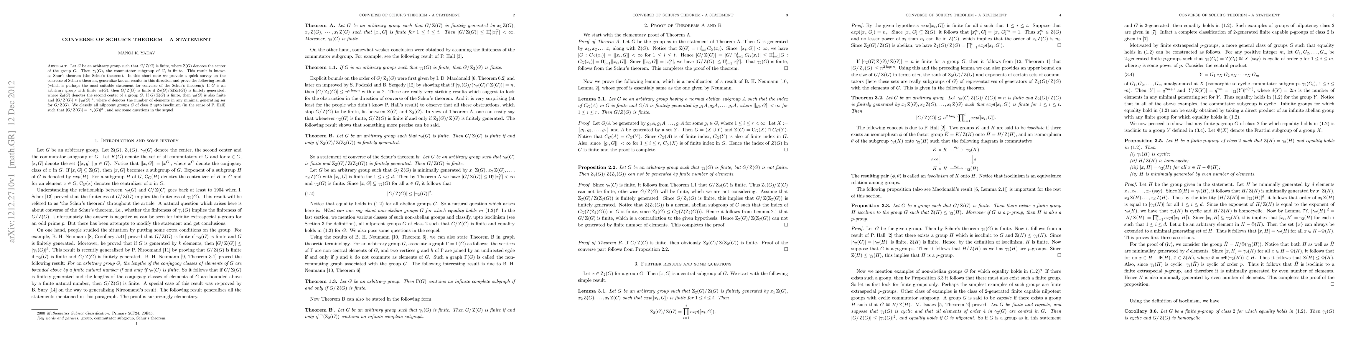 Thumbnail for Converse of Schur's Theorem - A statement