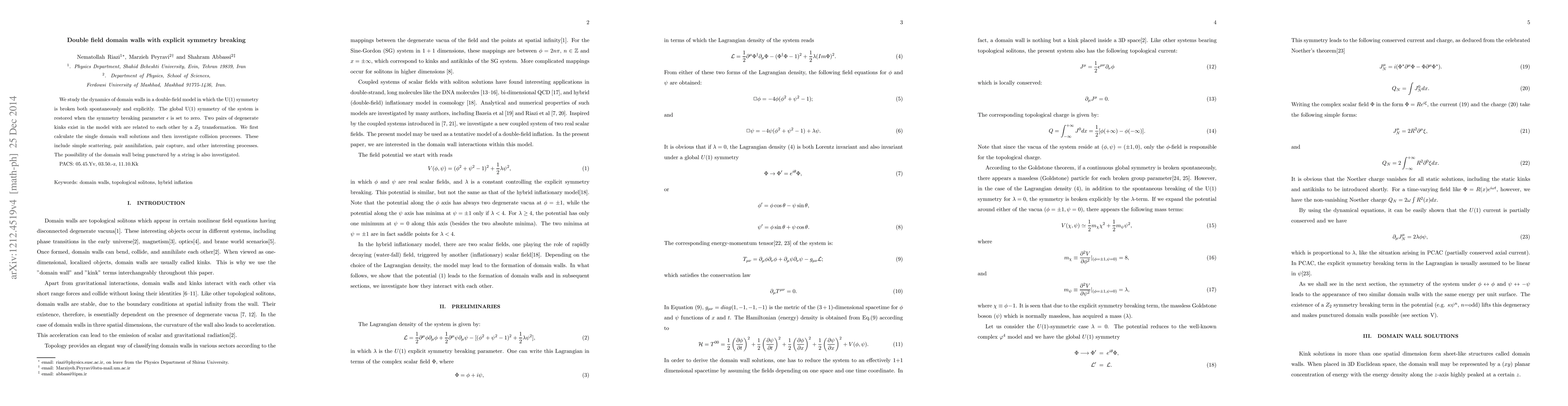 Thumbnail for Double field domain walls with explicit symmetry breaking