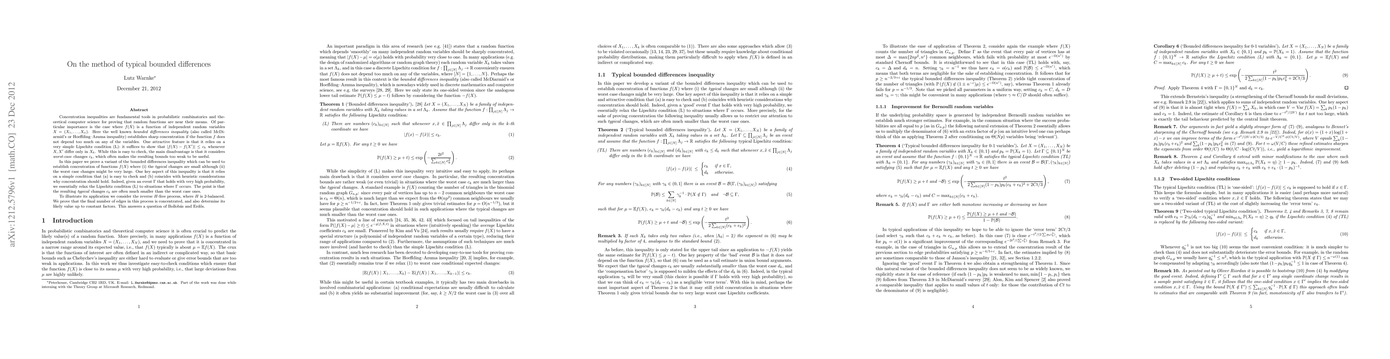 Thumbnail for On the method of typical bounded differences