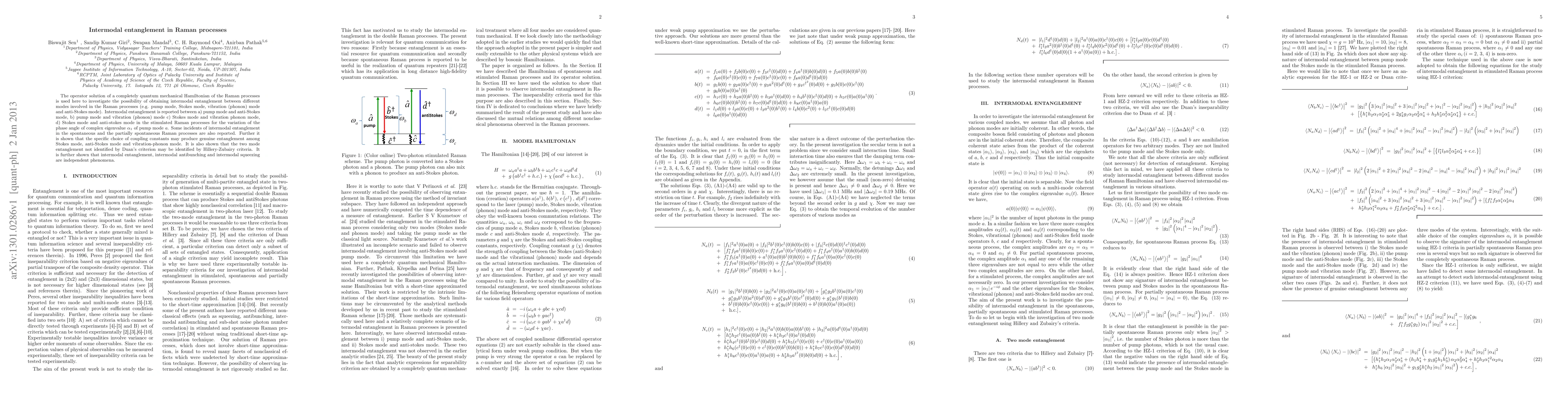 Thumbnail for Intermodal entanglement in Raman processes