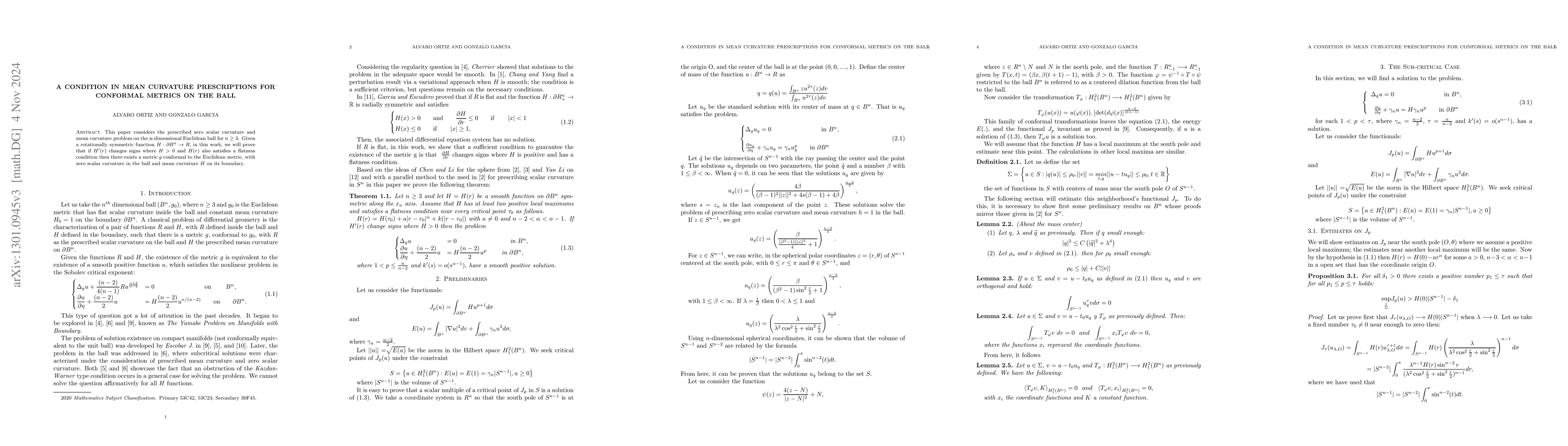 Thumbnail for Conformal metrics on the ball with prescribed mean curvature on the
  boundary
