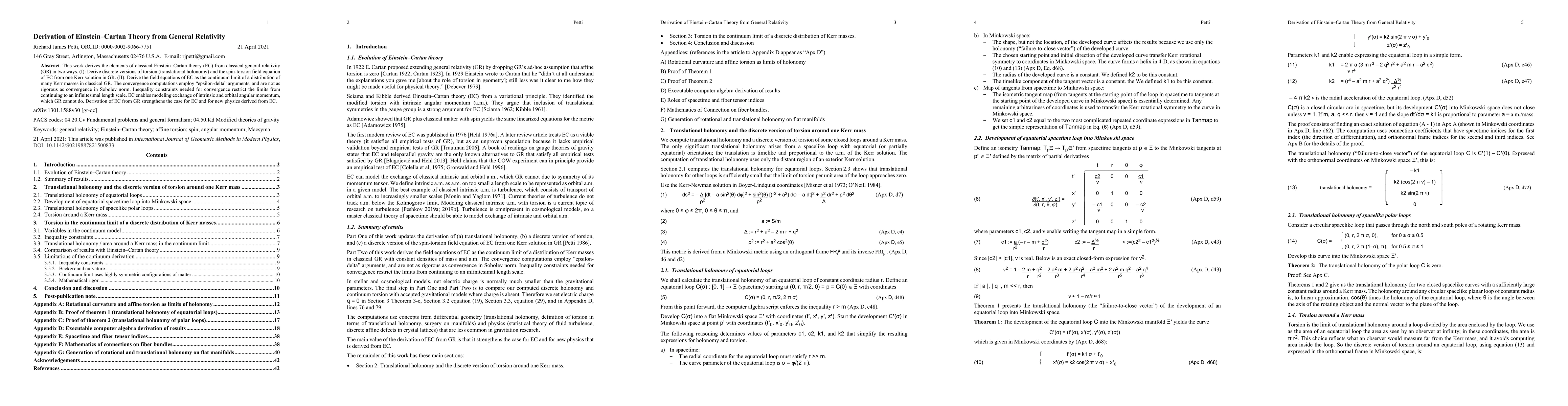 Thumbnail for Derivation of Einstein Cartan theory from General Relativity