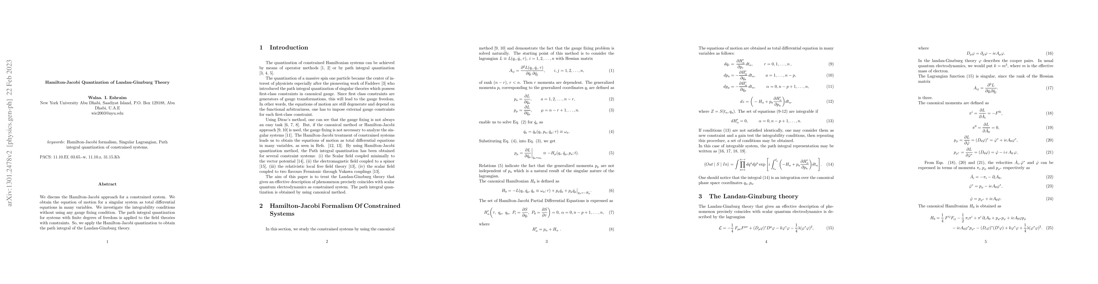 Thumbnail for Hamilton-Jacobi Quantization of Landau-Ginzburg Theory