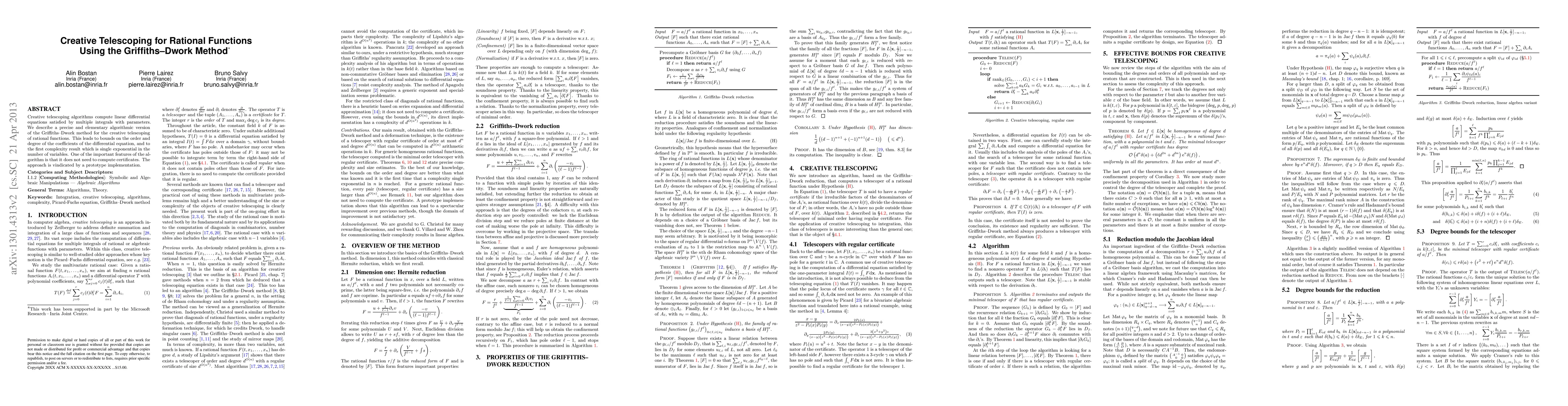 Thumbnail for Creative telescoping for rational functions using the Griffiths-Dwork
  method