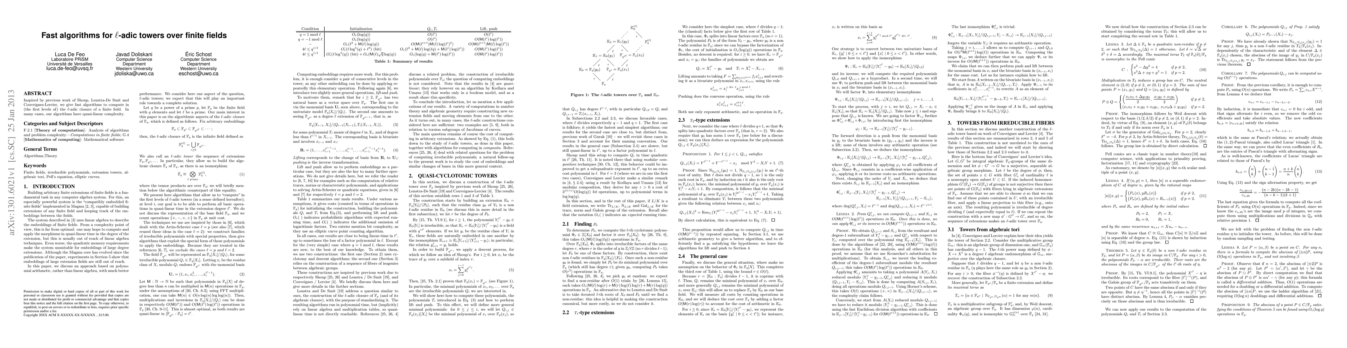 Thumbnail for Fast algorithms for ell-adic towers over finite fields