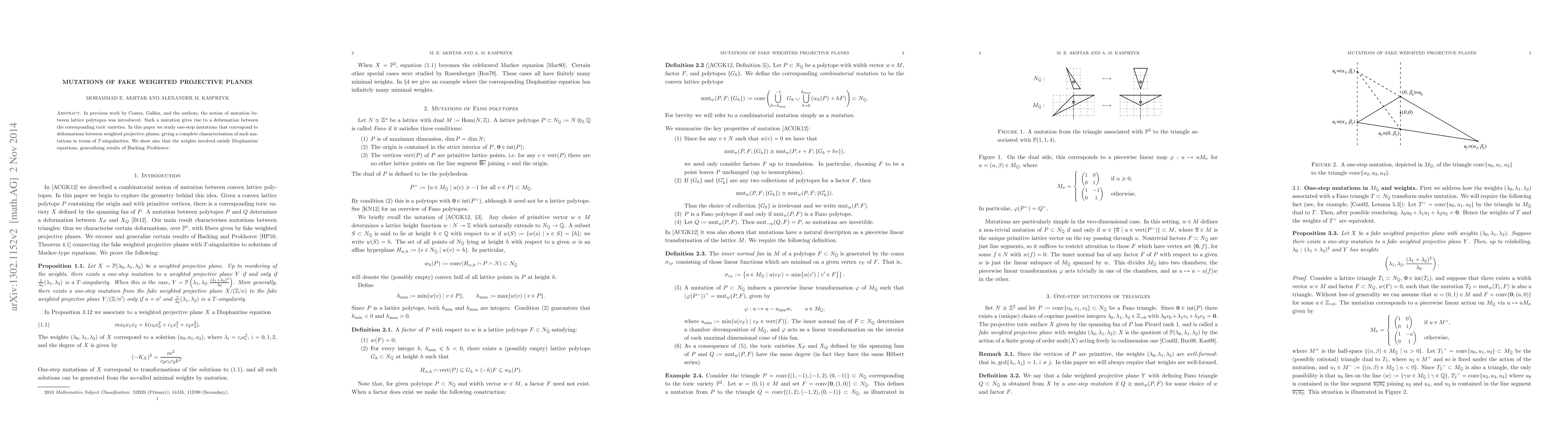 Thumbnail for Mutations of fake weighted projective planes