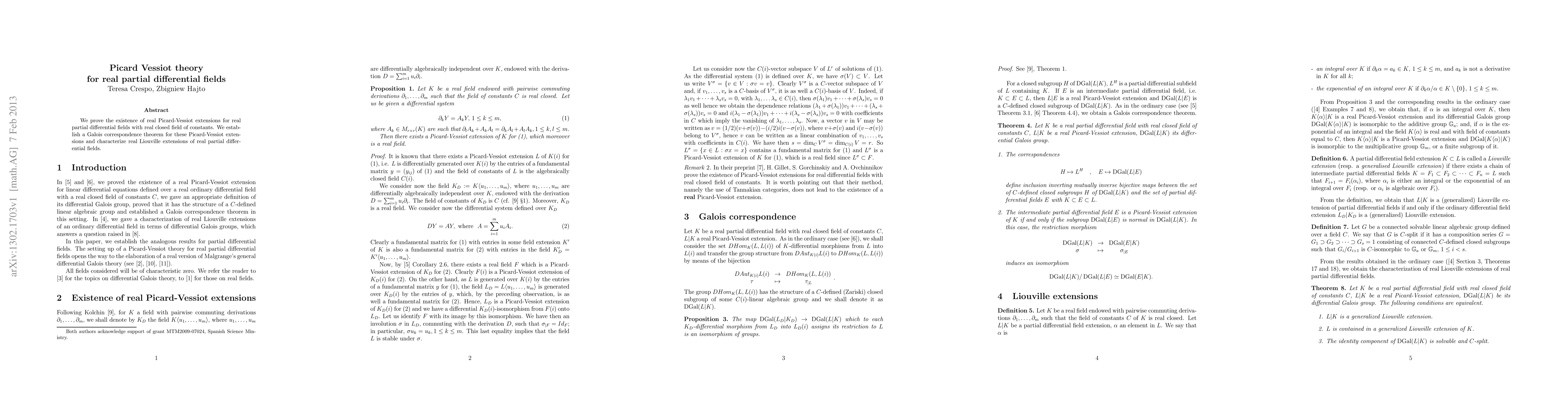 Thumbnail for Picard-Vessiot theory for real partial differential fields