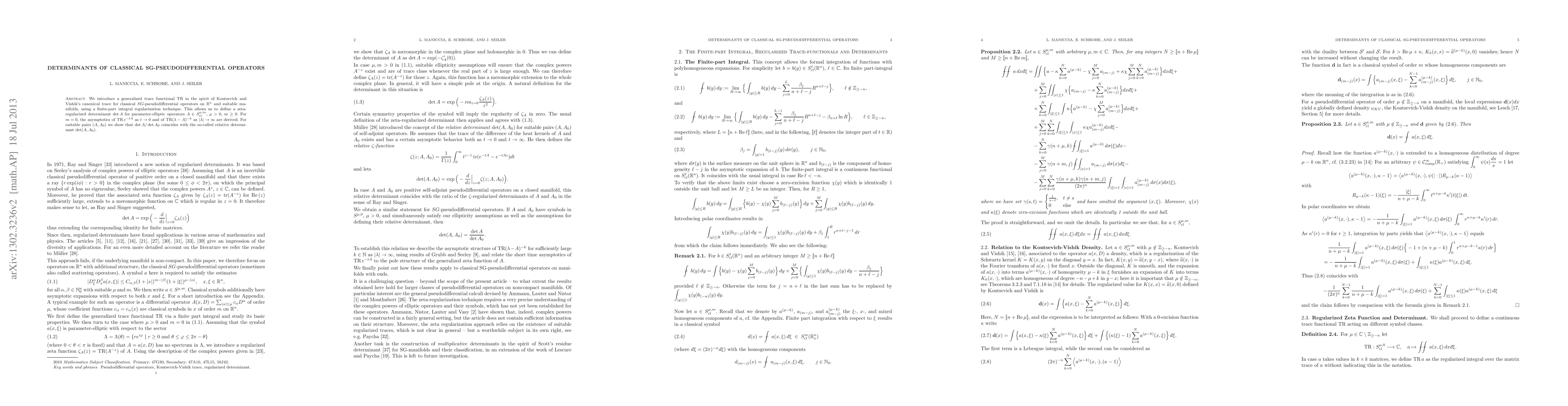 Thumbnail for Determinants of Classical SG-Pseudodifferential Operators