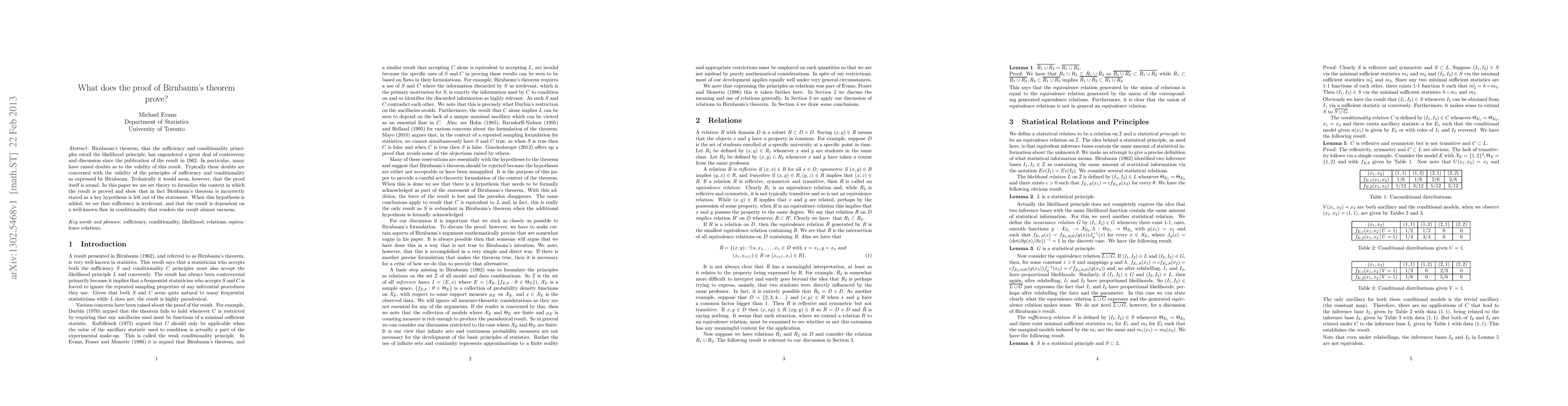 Thumbnail for What does the proof of Birnbaum's theorem prove?