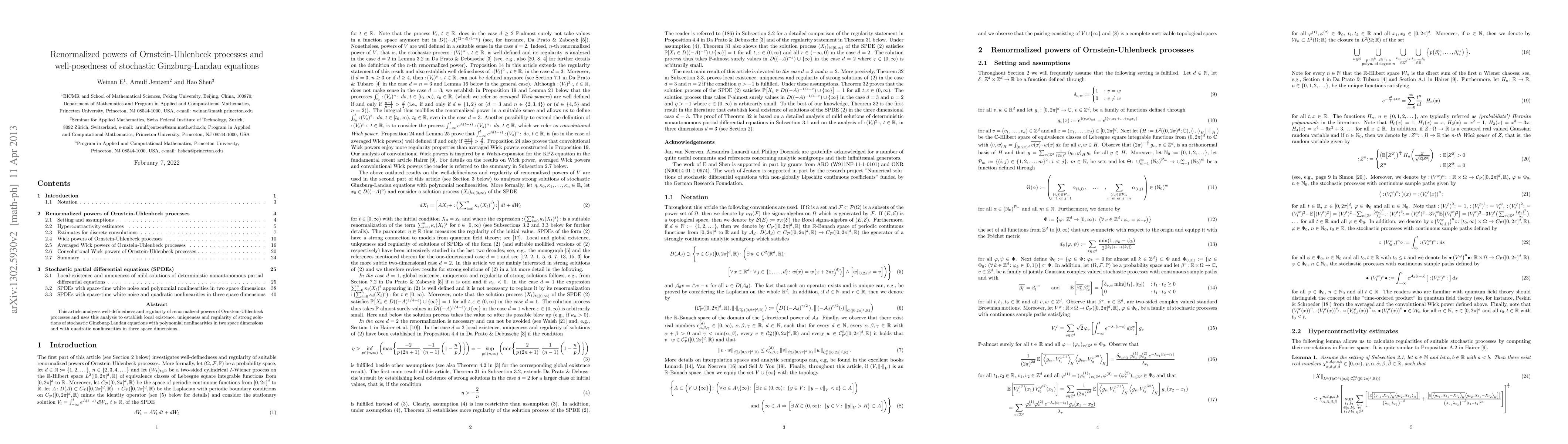 Thumbnail for Renormalized powers of Ornstein-Uhlenbeck processes and well-posedness
  of stochastic Ginzburg-Landau equations