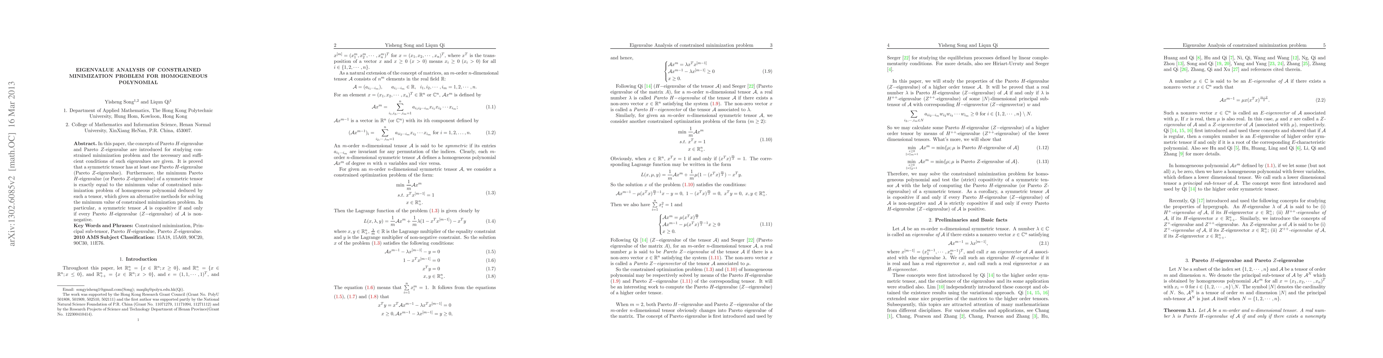 Thumbnail for Eigenvalue analysis of constrained minimization problem for homogeneous
  polynomial