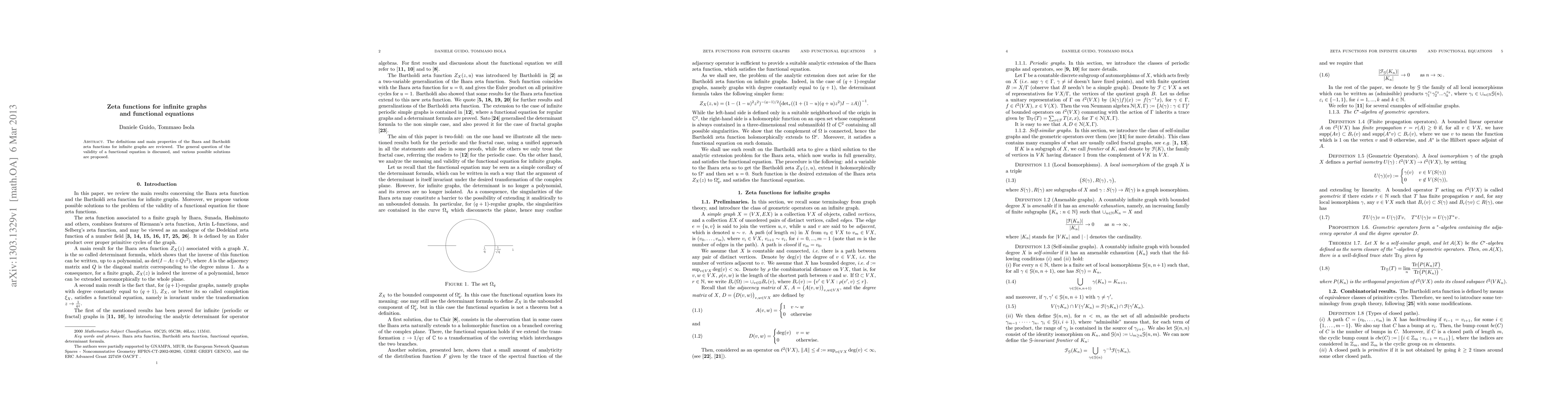 Thumbnail for Zeta functions for infinite graphs and functional equations