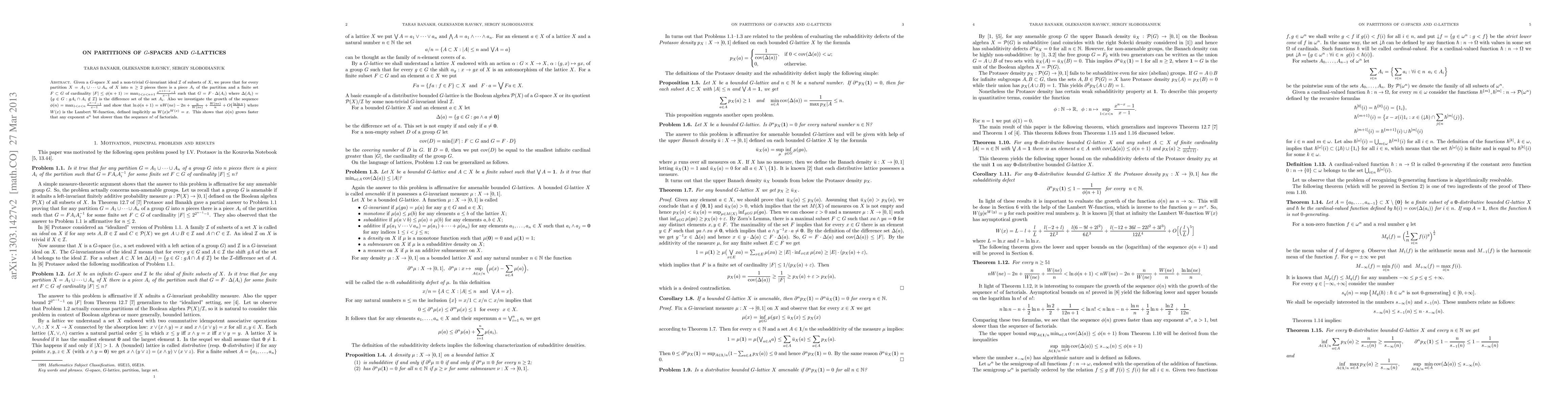 Thumbnail for On partitions of G-spaces and G-lattices