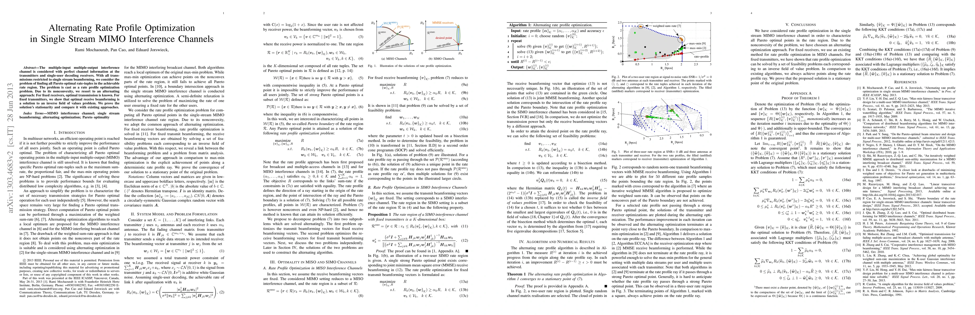 Thumbnail for Alternating Rate Profile Optimization in Single Stream MIMO Interference
  Channels