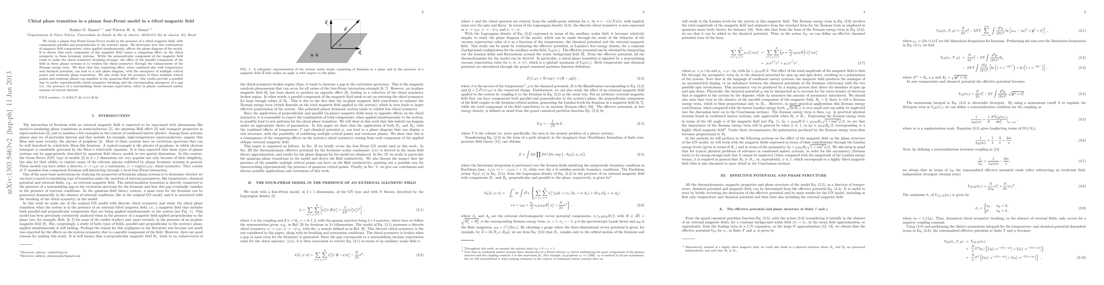 Thumbnail for Chiral phase transition in a planar four-Fermi model in a tilted
  magnetic field
