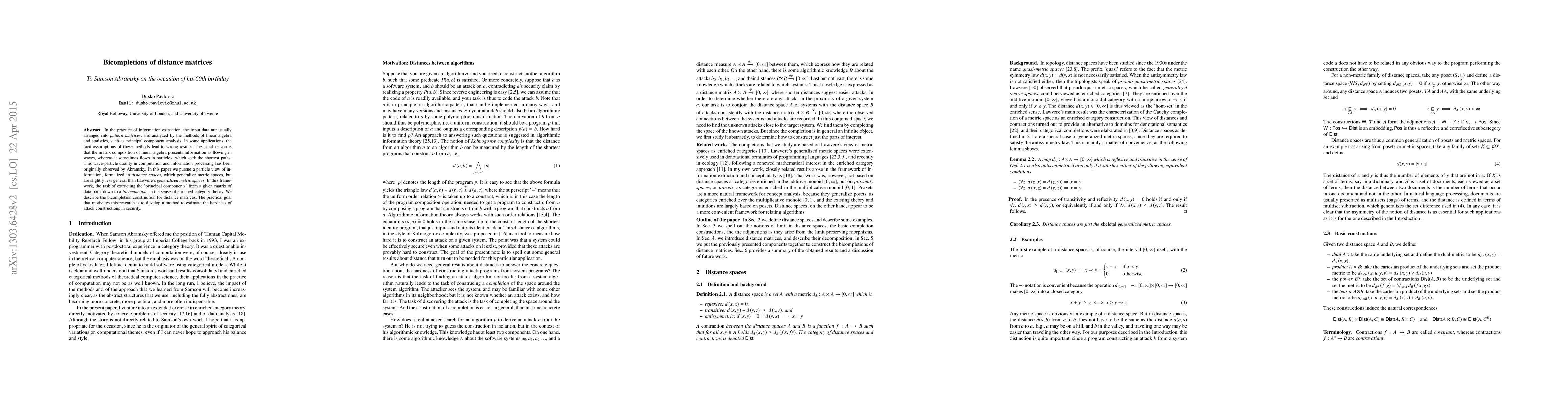 Thumbnail for Bicompletions of distance matrices