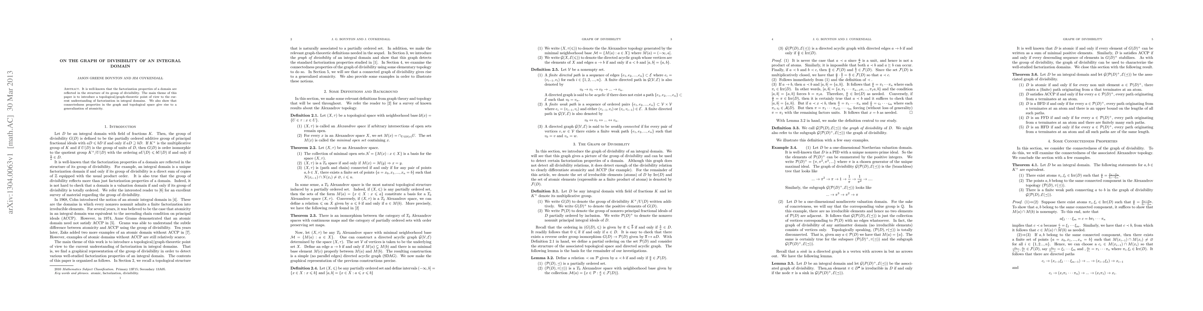 Thumbnail for On the graph of divisibility of an integral domain