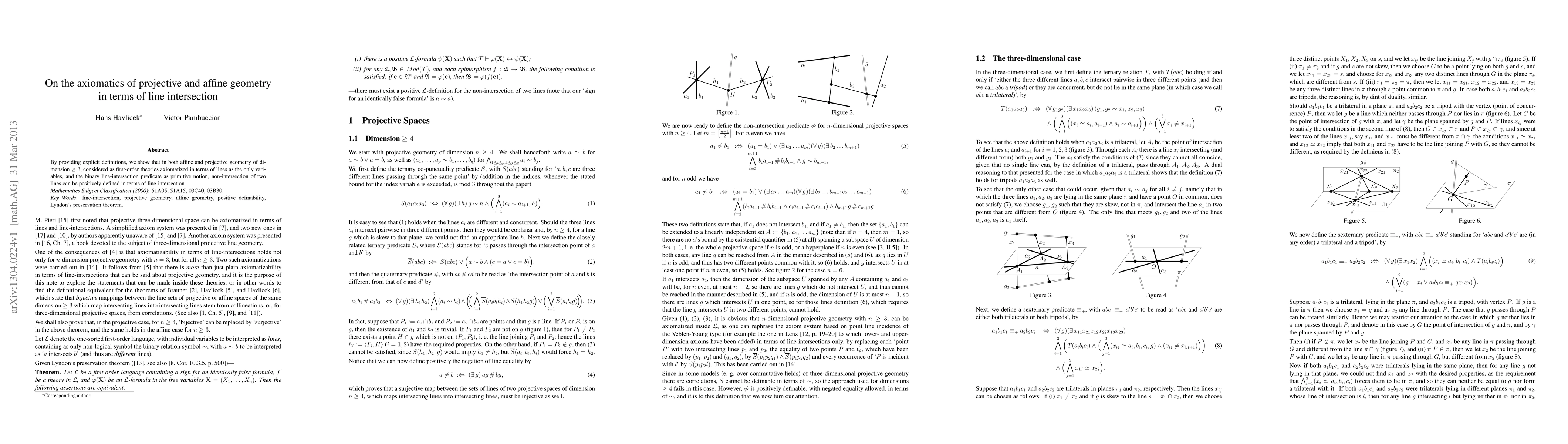 Thumbnail for On the axiomatics of projective and affine geometry in terms of line
  intersection