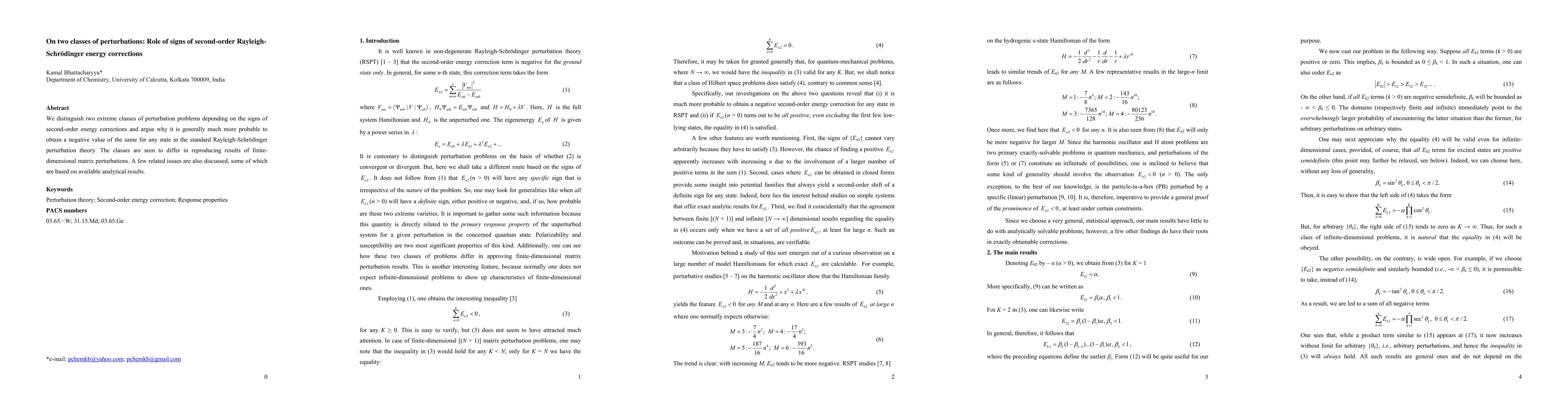 Thumbnail for On two classes of perturbations: Role of signs of second-order
  Rayleigh-Schr\"odinger energy corrections