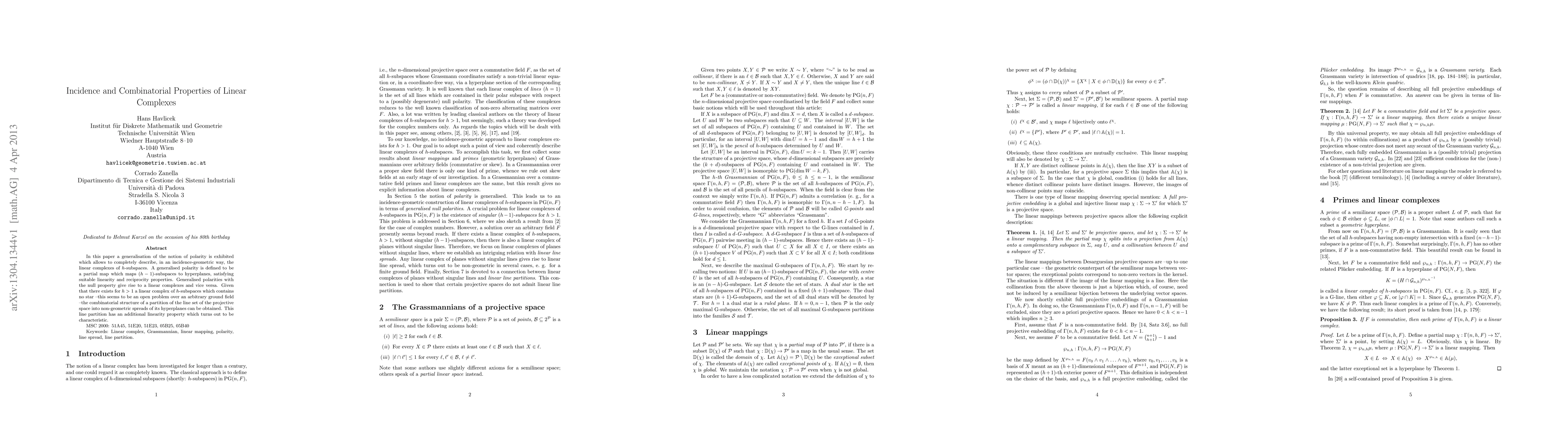 Thumbnail for Incidence and Combinatorial Properties of Linear Complexes