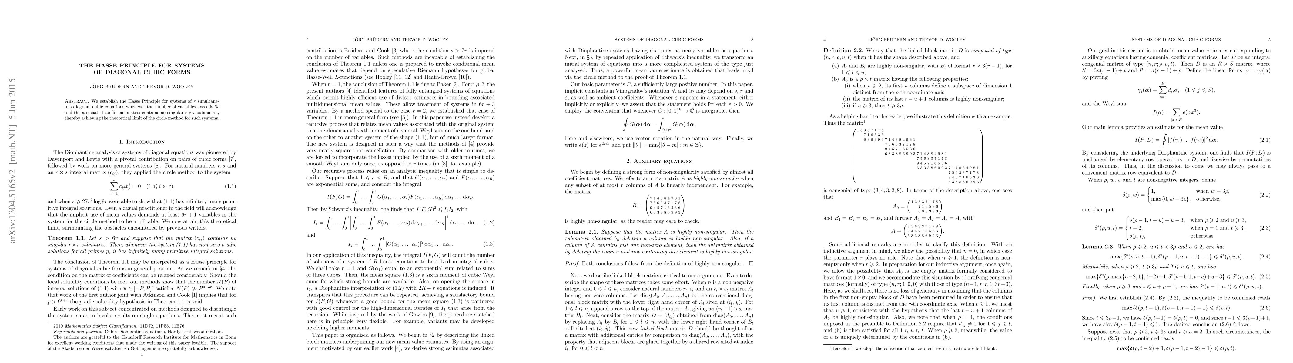 Thumbnail for The Hasse principle for systems of diagonal cubic forms