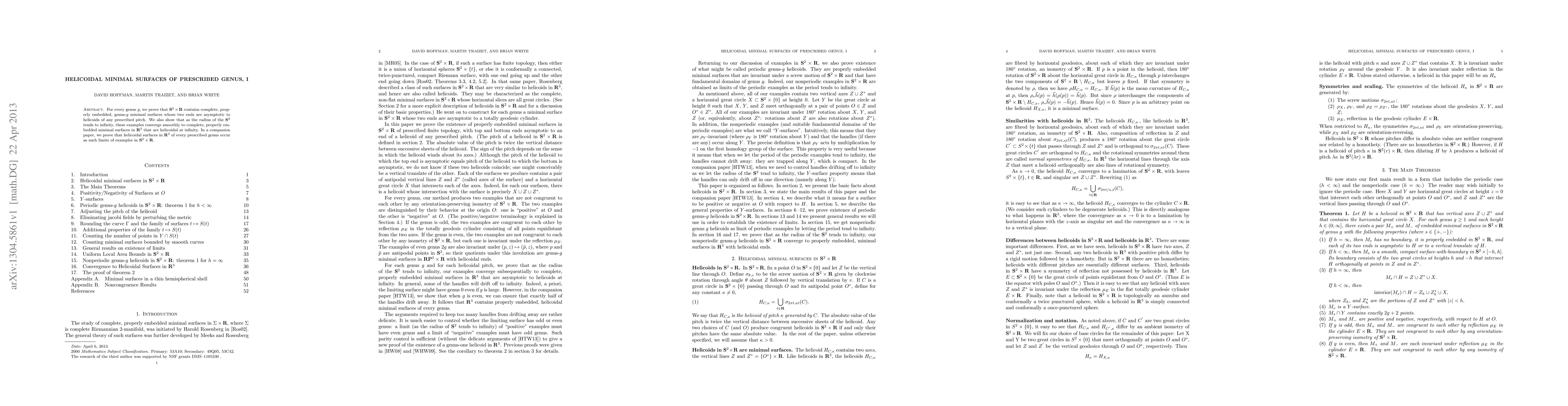 Thumbnail for Helicoidal minimal surfaces of prescribed genus, I