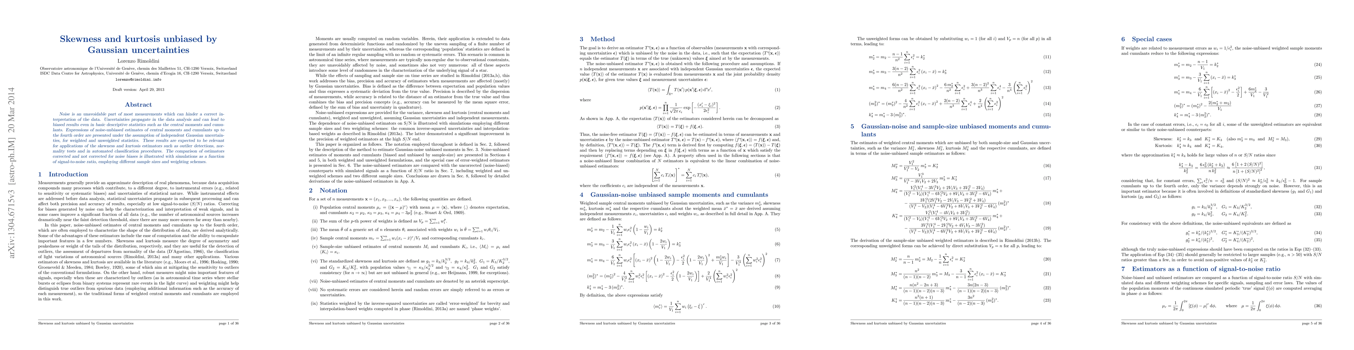 Thumbnail for Skewness and kurtosis unbiased by Gaussian uncertainties