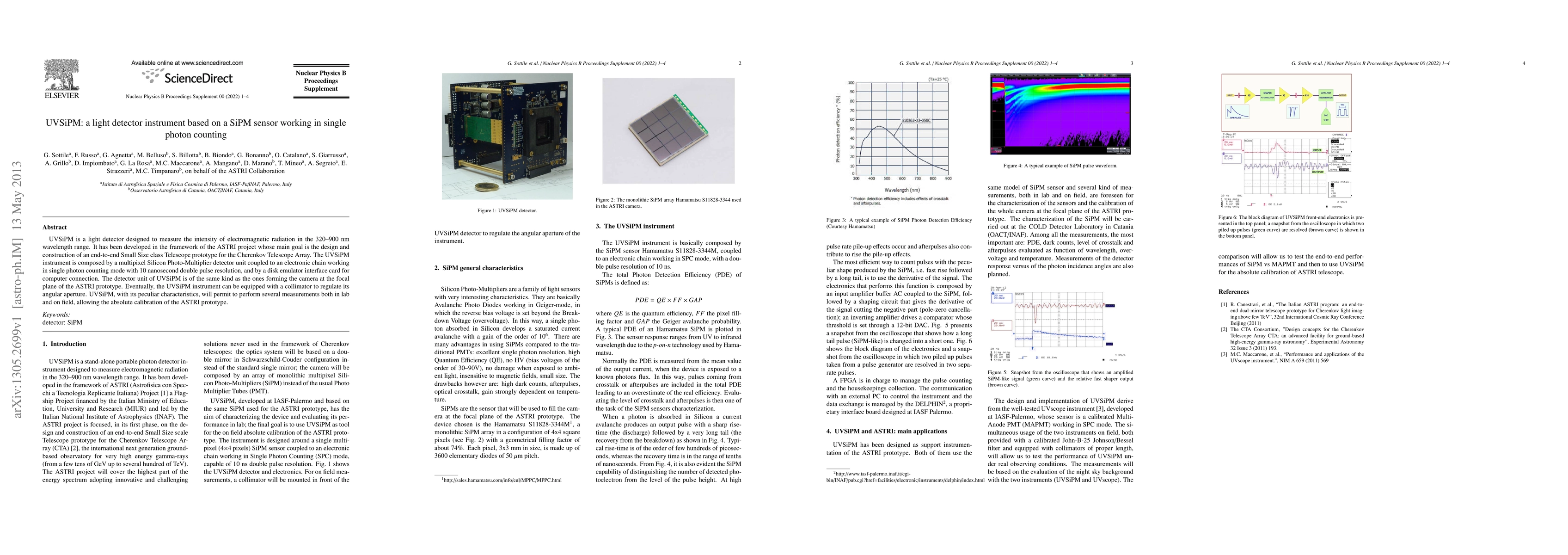 Thumbnail for UVSiPM: a light detector instrument based on a SiPM sensor working in
  single photon counting