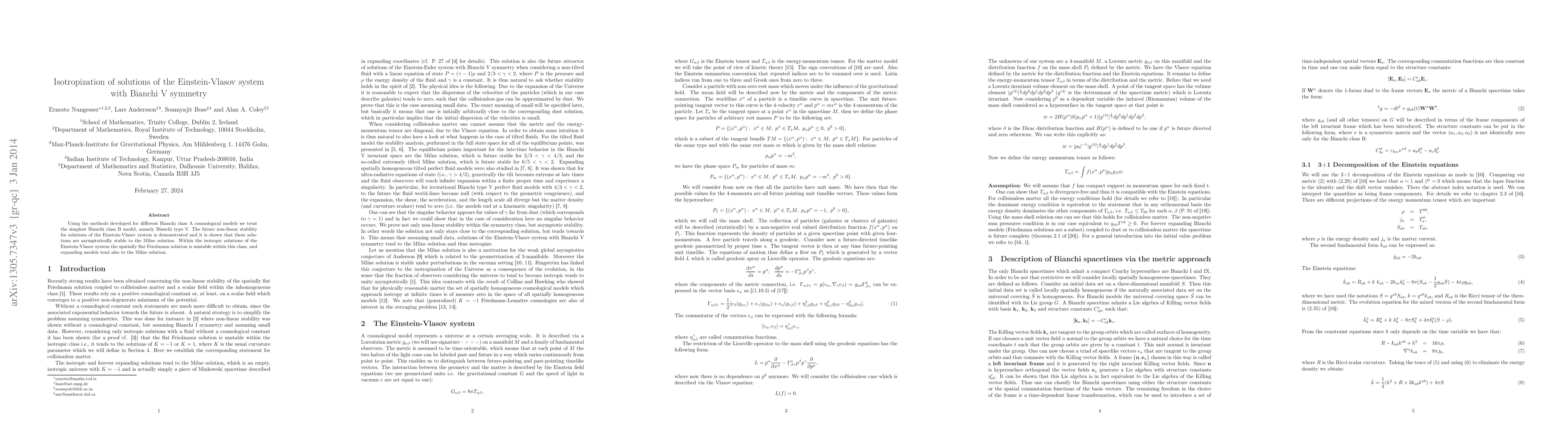 Thumbnail for Isotropization of solutions of the Einstein-Vlasov system with Bianchi V
  symmetry