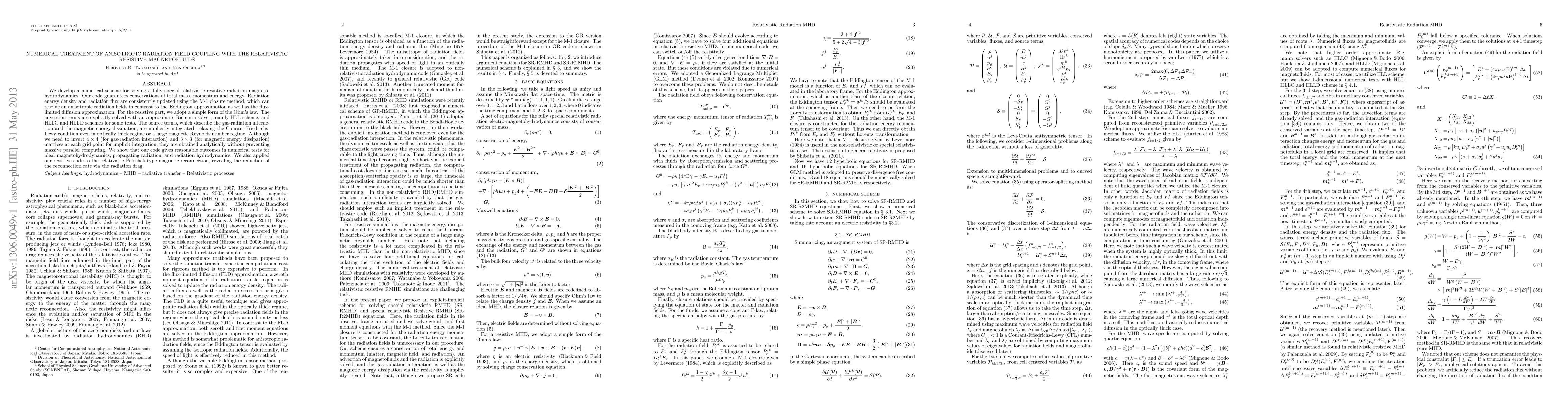 Thumbnail for Numerical Treatment of Anisotropic Radiation Field Coupling with the
  Relativistic Resistive Magnetofluids